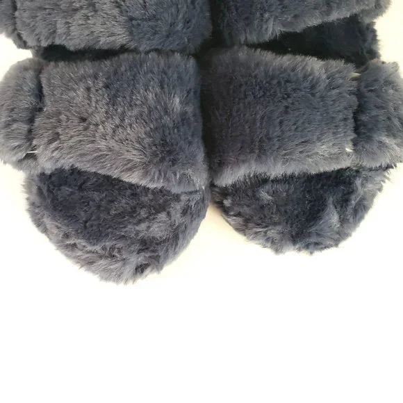 Torrid Slip On Fuzzy Slippers Double Band Faux Fur House Shoes Size 8 - Picture 3 of 13